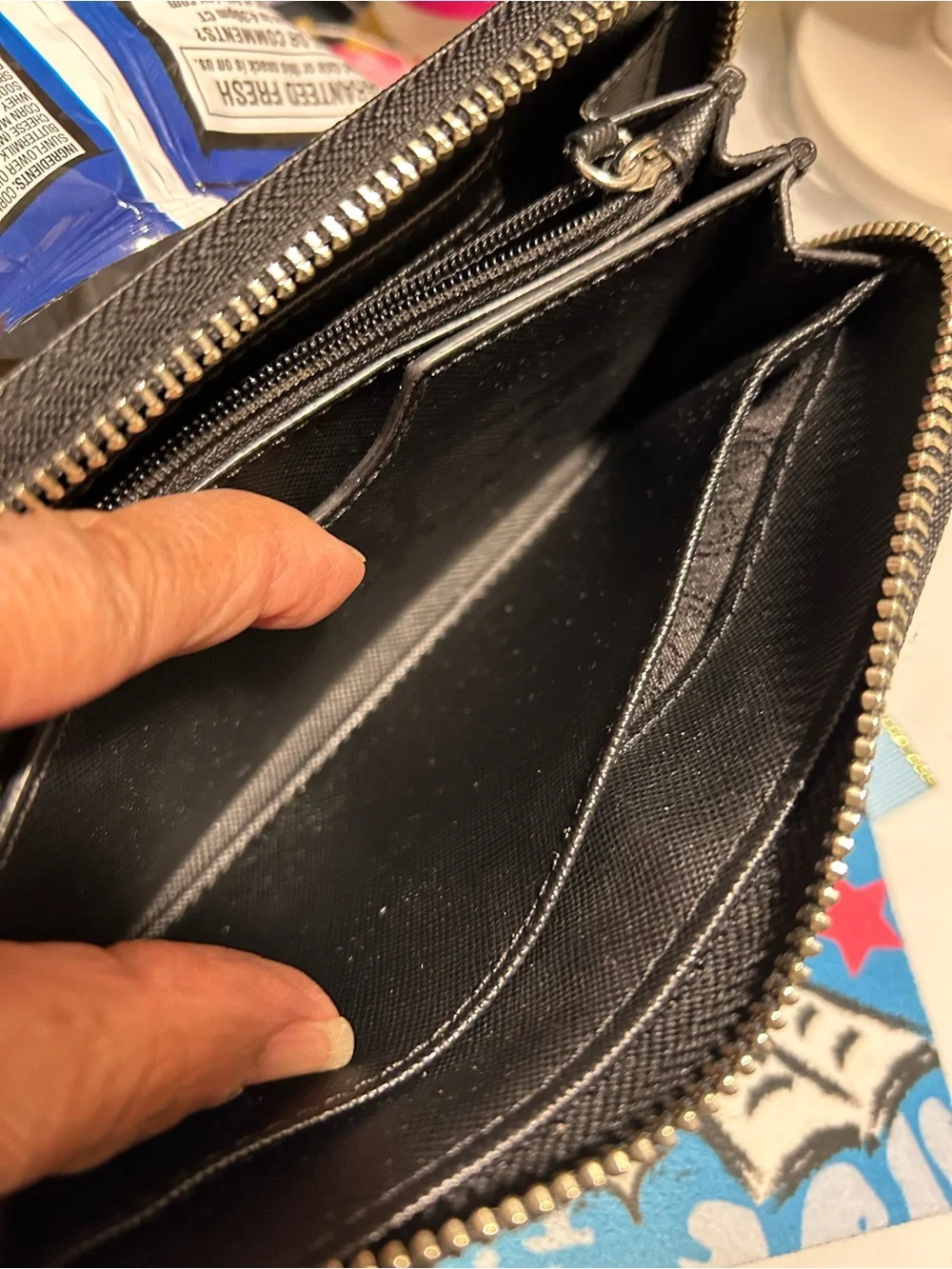 Michael Kors Black Pebbled Leather Zip-Around Wallet with Logo Plaque